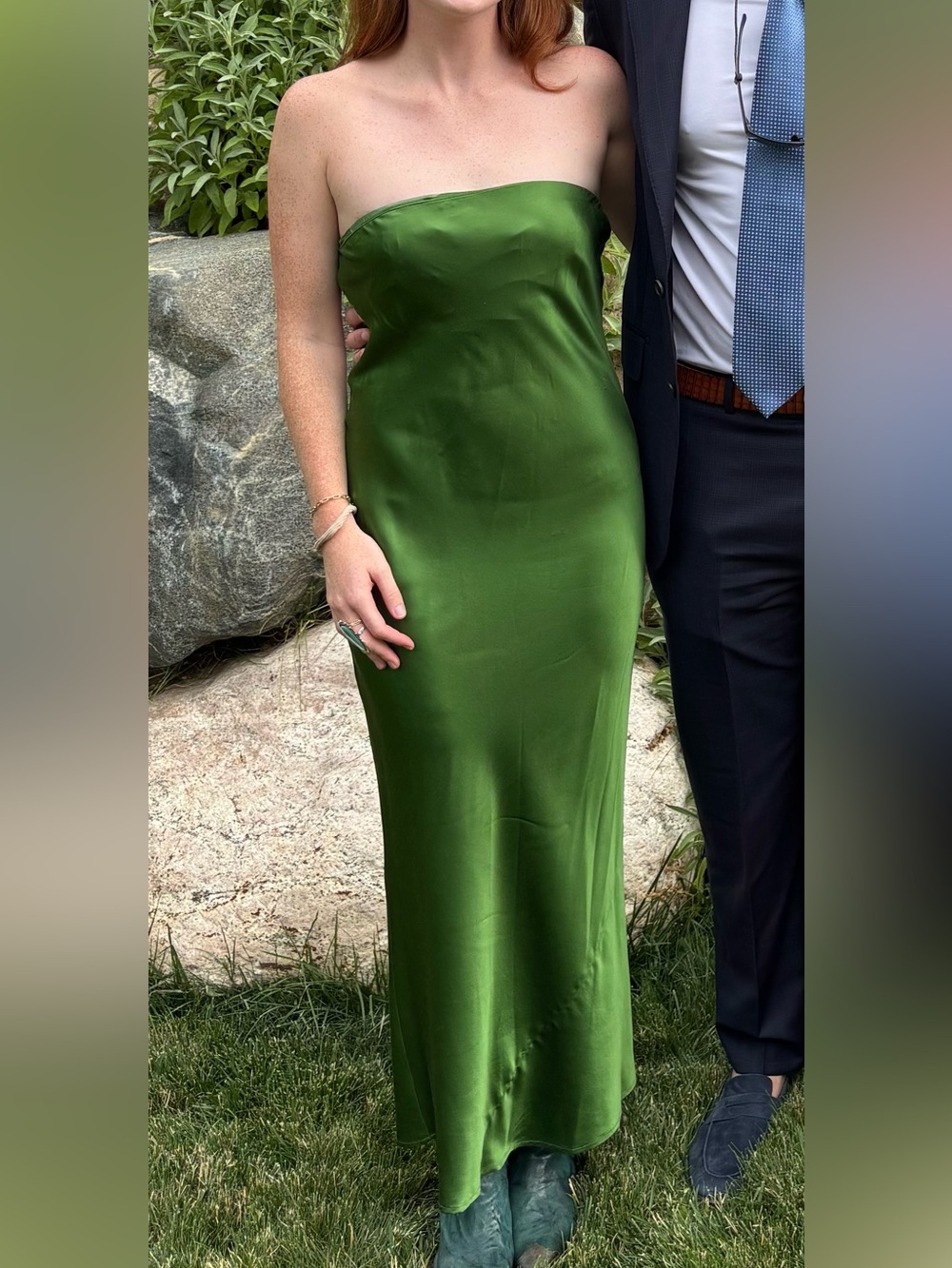 Reformation Joanne Silk Dress Green - Picture 4 of 4